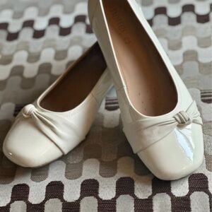 Hotter Cream Patent Ballet Flats